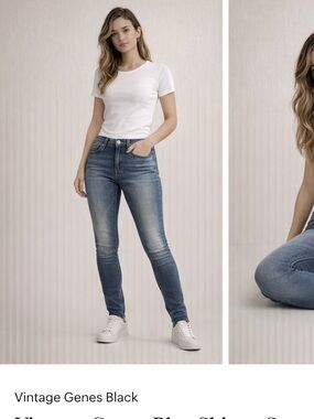Vintage Genes Black Women’s Skinny Stretch Jeans Blue Wash Size 28x30